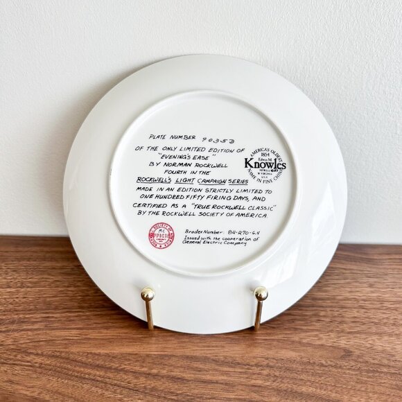 Norman Rockwell “Evening’s Ease” Plate #9035D Bradex 84‑R70‑6.4 - Picture 5 of 6